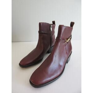 SAM EDELMAN Brawley Deep Pecan Leather Size 6.5 Square Toe Ankle Booties